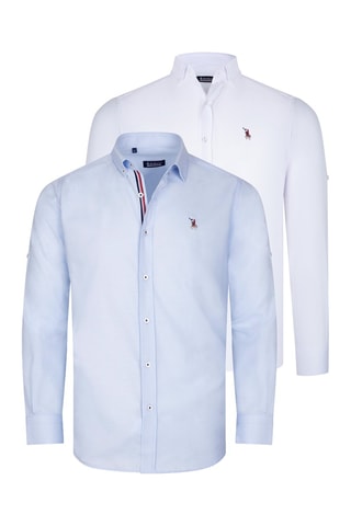 2 Overhemden Regular Fit - Wit, rood en blauw