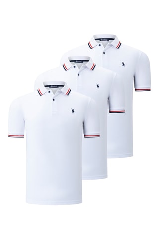 3 Polo's - Wit, rood en blauw