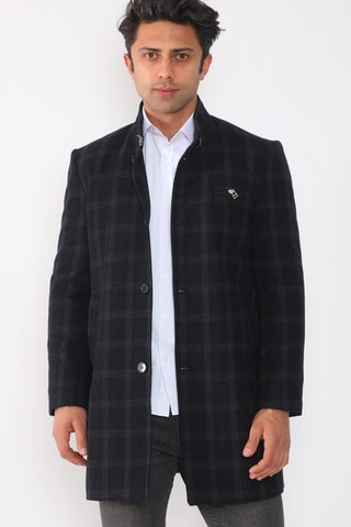 Manteau en laine - Bleu et gris