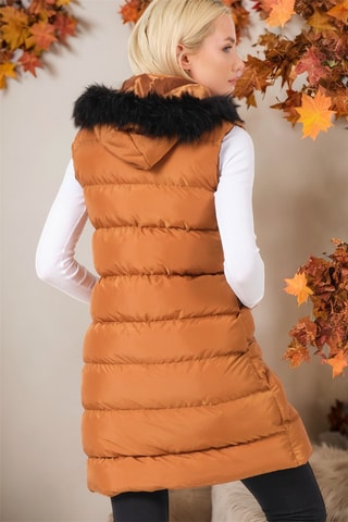 Bodywarmer met Capuchon - Zwart en bruin