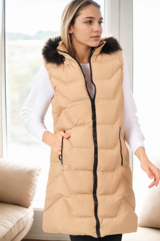 Bodywarmer met Capuchon - Zwart en bruin