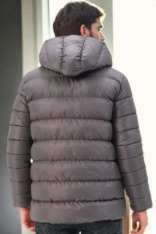 Gewatteerde Jas met Capuchon - Grijs