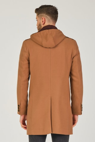 Manteau à capuche en laine - Marron