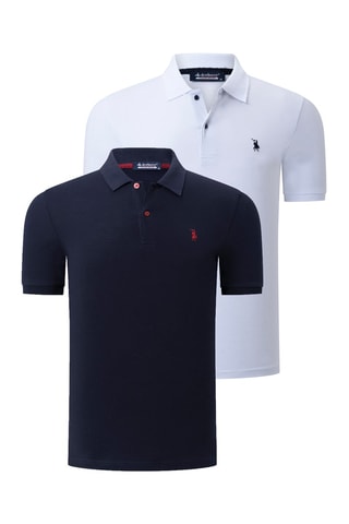 2 Polo's - Wit, rood en blauw