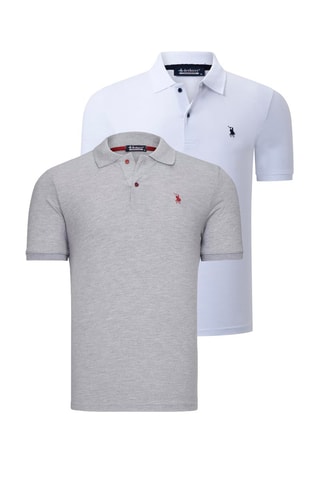 2 Polo's - Wit, zwart en grijs