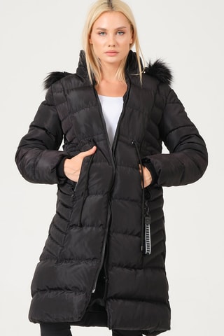 Gewatteerde Jas met Capuchon - Zwart