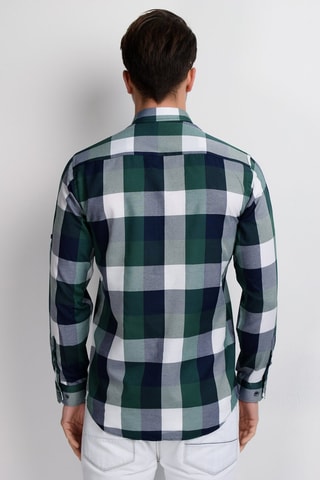 Overhemd - Wit, blauw en groen