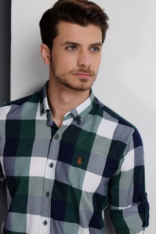 Overhemd - Wit, blauw en groen