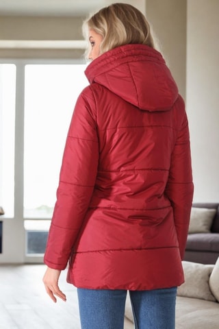 Gewatteerde Jas met Capuchon - Zwart en rood