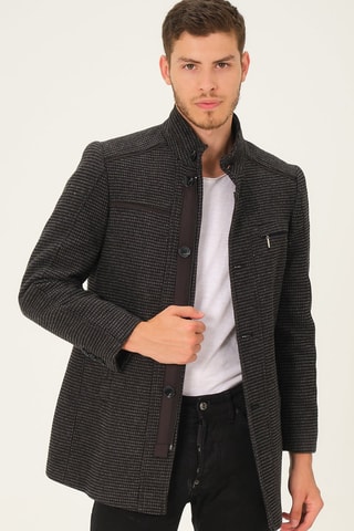Manteau en laine - Noir et gris