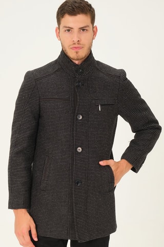 Manteau en laine - Noir et gris