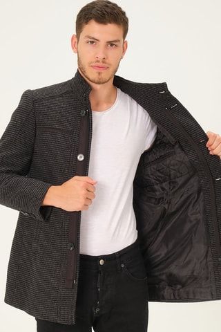 Manteau en laine - Noir et gris