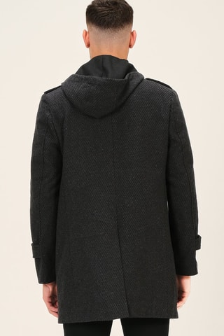 Manteau en laine à capuche - Gris