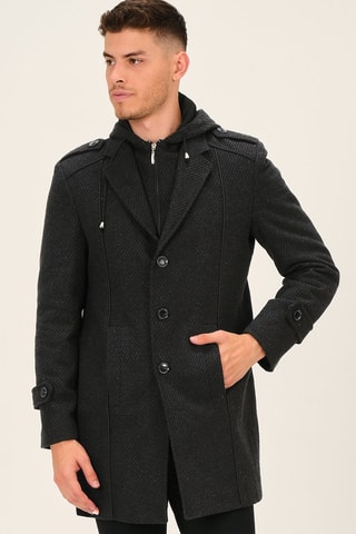 Manteau en laine à capuche - Gris