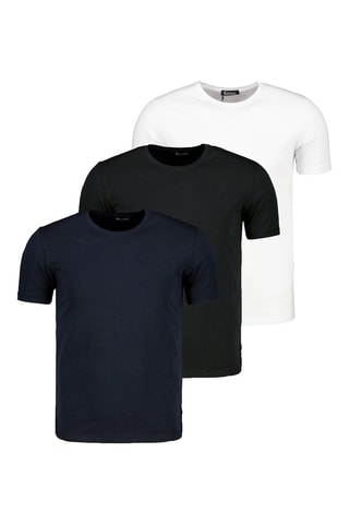 3 T-shirts - Wit, zwart en blauw