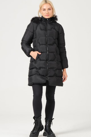 Lange Gewatteerde Jas - Zwart