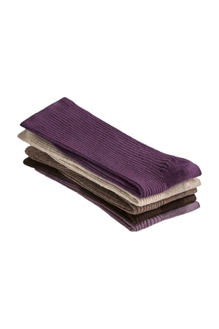 5 paires de chaussettes - Violet et beige