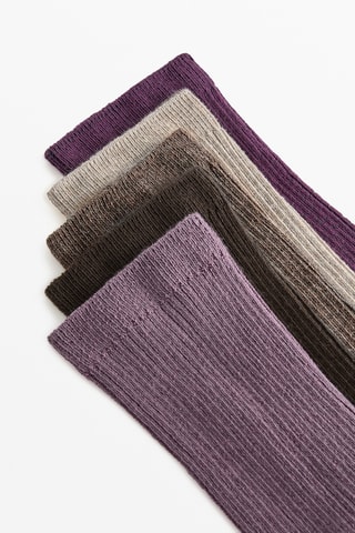 5 paires de chaussettes - Violet et beige