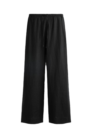 Pantalon regular en lin - Noir