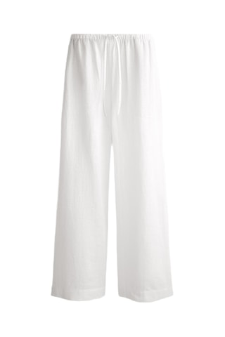 Pantalon regular en lin - Blanc