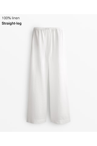 Pantalon regular en lin - Blanc