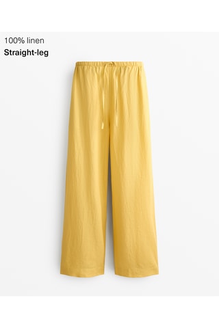 Pantalon regular en lin - Jaune