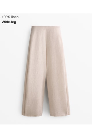 Pantalon wide legs en lin - Beige