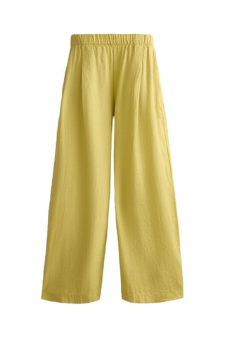 Pantalon wide legs en lin - Jaune
