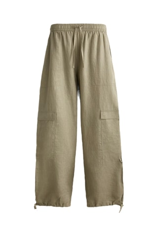 Pantalon cargo en lin - Kaki