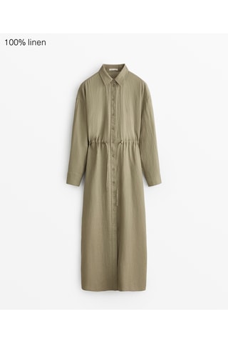 Robe chemise en lin - Kaki