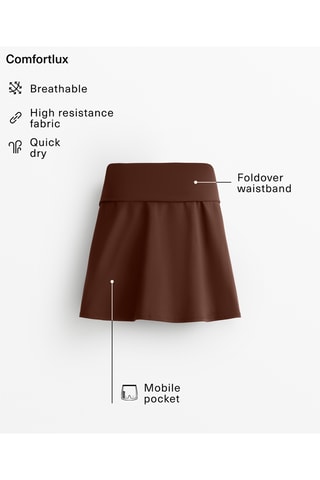 Jupe patineuse taille haute - Marron