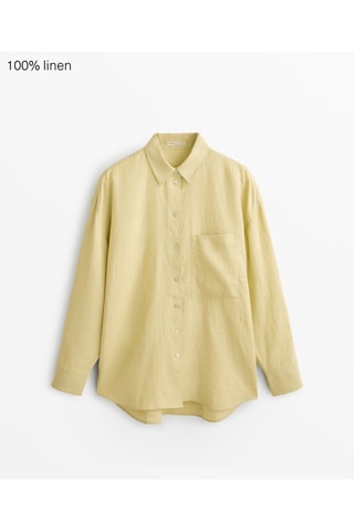 Chemise relaxed en lin - Jaune pâle