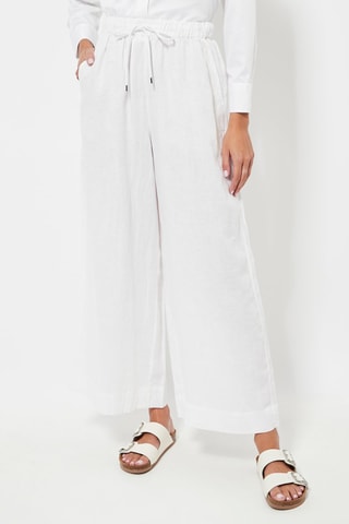 Pantalon straight leg en lin - Blanc