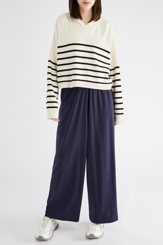 Pantalon taille haute - Bleu marine