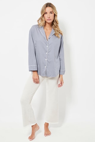 Pantalon 7/8 de pyjama polaire taille haute - Ecru