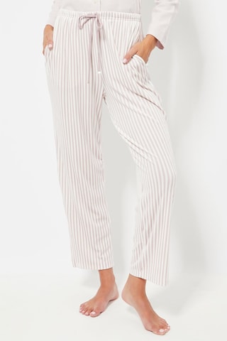 Pantalon droit de pyjama en velours taille haute - Blanc
