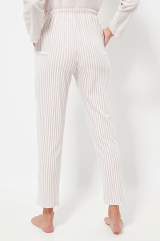 Pantalon droit de pyjama en velours taille haute - Blanc