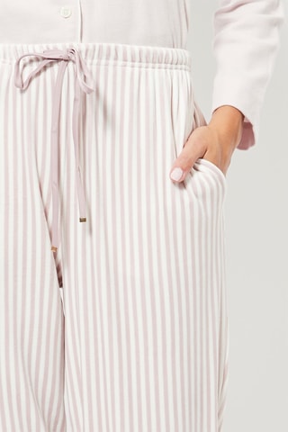 Pantalon droit de pyjama en velours taille haute - Blanc