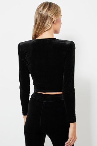 Crop top en velours - Noir