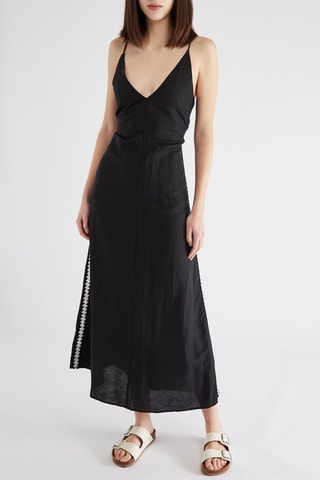Robe longue en lin - Noir