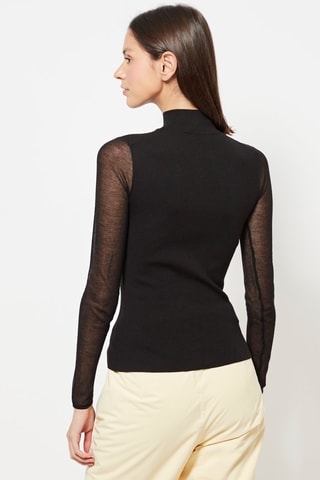 Pull bi-matière - Noir