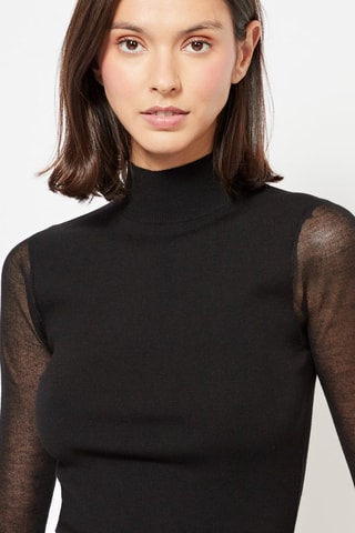 Pull bi-matière - Noir