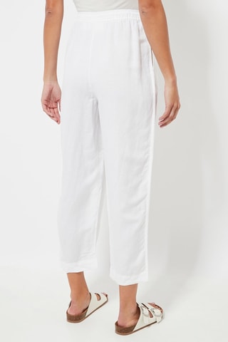 Pantalon relaxed en lin taille haute - Blanc