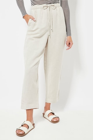 Pantalon relaxed en lin taille haute - Blanc