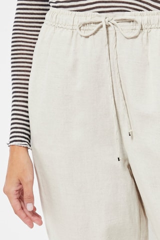 Pantalon relaxed en lin taille haute - Blanc