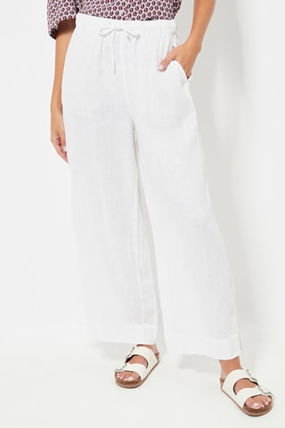 Pantalon straight en lin - Blanc