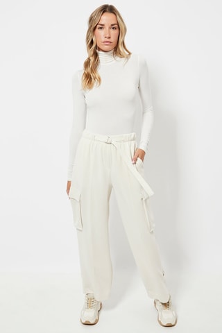 Pantalon cargo taille haute - Ecru