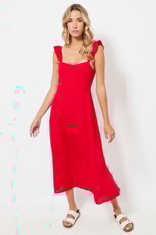 Robe longue en lin - Rouge
