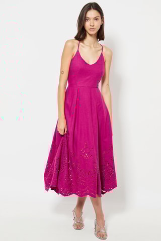 Robe midi en lin - Fuchsia