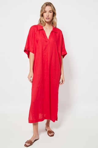 Robe longue en lin Rouge
